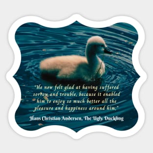 Hans Christian Andersen  quote:  He now felt glad at having suffered sorrow and trouble, because it enabled him to enjoy so much better all the pleasure and happiness around him; Sticker